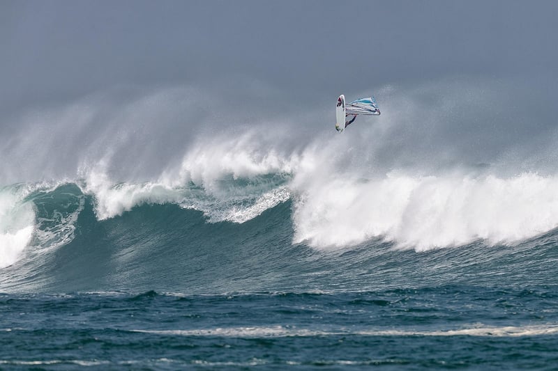 Surfer riding a wave